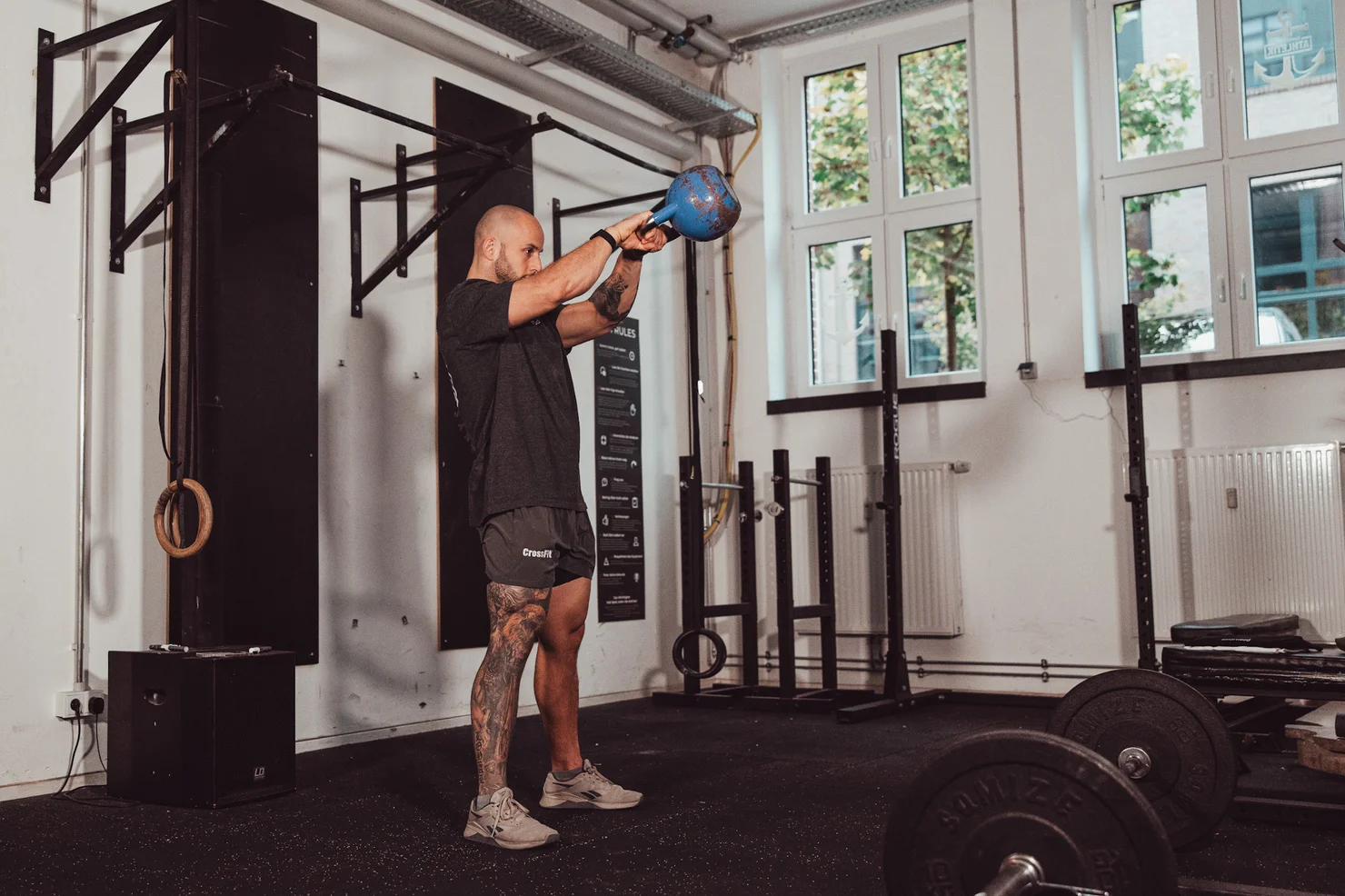 Athlete performing kettlebell swings